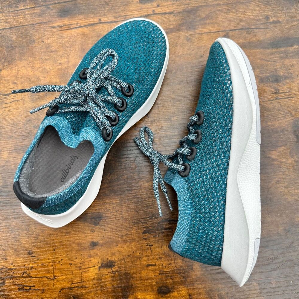 Allbirds Tree Dasher Women’s 8.5 Teal Running Shoes Lightweight Comfort Knit